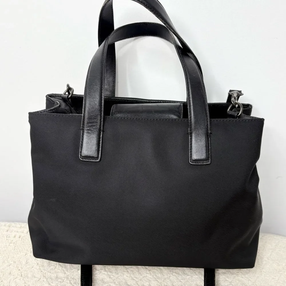 90s Vintage Coach Mercer Satchel 7400 Black Twill Leather Crossbody Tote Bag